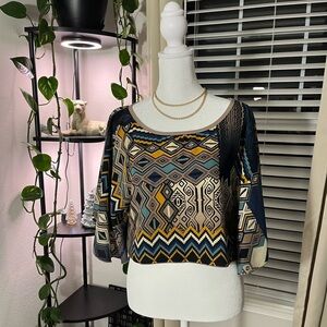 Love Culture Aztec Crop Blouse